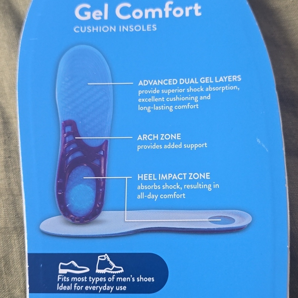 Walgreens Men's Gel Comfort Cushion Insoles, Size 7-13, 1.0 pr - Picture 11 of 13